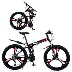  MTB자전거 접이식자전거 산악자전거 입문용 출퇴근 24 26인치, 스포크휠, 블랙화이트 