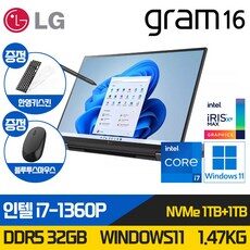  LG전자 그램 15인치 16인치 17인치 512GB RAM16G 정품윈도우포함 노트북, 블랙, i7, 1TB, 16GB, WIN11 Home 